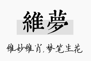 维梦名字的寓意及含义