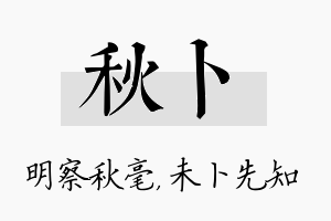 秋卜名字的寓意及含义