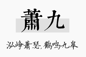 萧九名字的寓意及含义