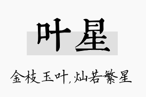 叶星名字的寓意及含义