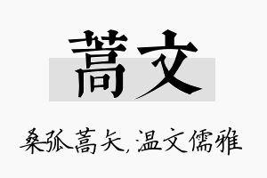 蒿文名字的寓意及含义