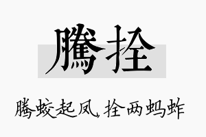 腾拴名字的寓意及含义