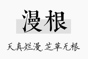 漫根名字的寓意及含义