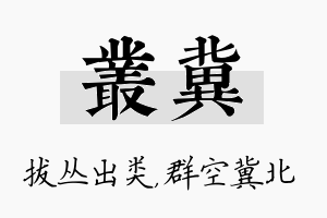 丛冀名字的寓意及含义