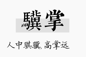 骥掌名字的寓意及含义