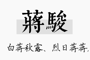 蒋骏名字的寓意及含义