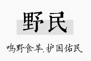 野民名字的寓意及含义