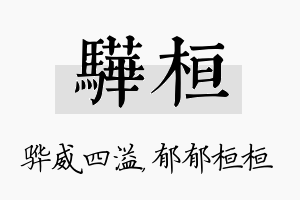 骅桓名字的寓意及含义