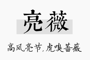 亮薇名字的寓意及含义