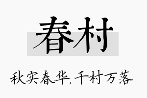 春村名字的寓意及含义