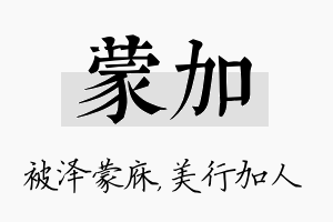 蒙加名字的寓意及含义