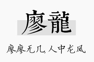 廖龙名字的寓意及含义