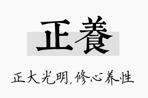 正养名字的寓意及含义