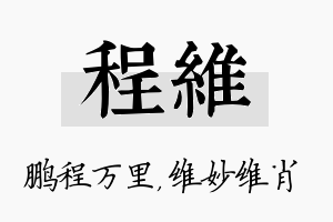 程维名字的寓意及含义