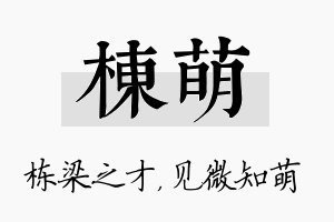 栋萌名字的寓意及含义