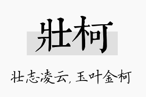 壮柯名字的寓意及含义