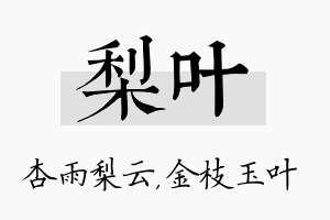 梨叶名字的寓意及含义