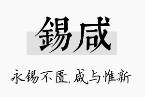 锡咸名字的寓意及含义