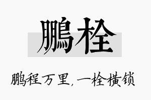 鹏栓名字的寓意及含义