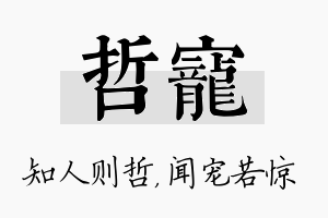 哲宠名字的寓意及含义