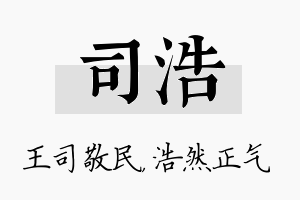 司浩名字的寓意及含义