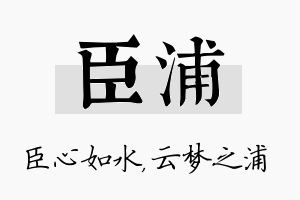 臣浦名字的寓意及含义