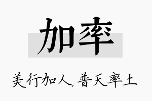 加率名字的寓意及含义