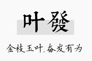 叶发名字的寓意及含义