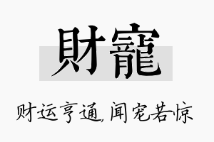 财宠名字的寓意及含义