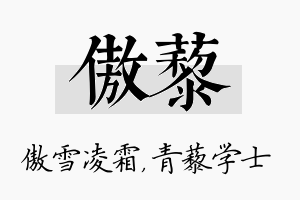 傲藜名字的寓意及含义