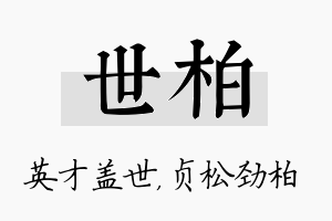 世柏名字的寓意及含义