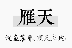 雁天名字的寓意及含义