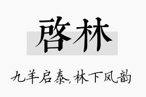 启林名字的寓意及含义