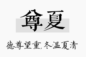 尊夏名字的寓意及含义