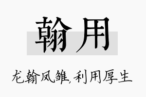 翰用名字的寓意及含义