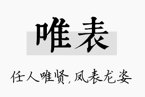 唯表名字的寓意及含义