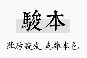 骏本名字的寓意及含义