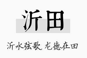 沂田名字的寓意及含义