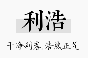 利浩名字的寓意及含义