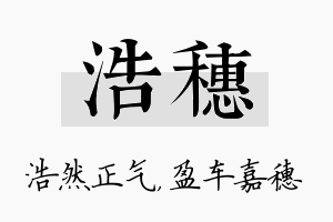 浩穗名字的寓意及含义