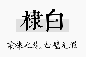 棣白名字的寓意及含义