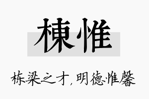 栋惟名字的寓意及含义