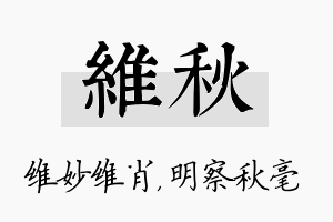 维秋名字的寓意及含义