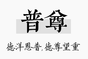 普尊名字的寓意及含义