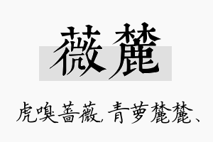 薇麓名字的寓意及含义