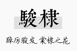 骏棣名字的寓意及含义