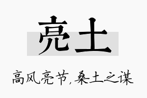 亮土名字的寓意及含义