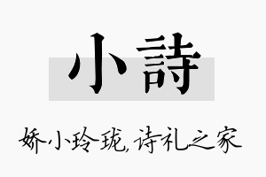 小诗名字的寓意及含义