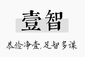 壹智名字的寓意及含义