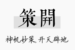 策开名字的寓意及含义